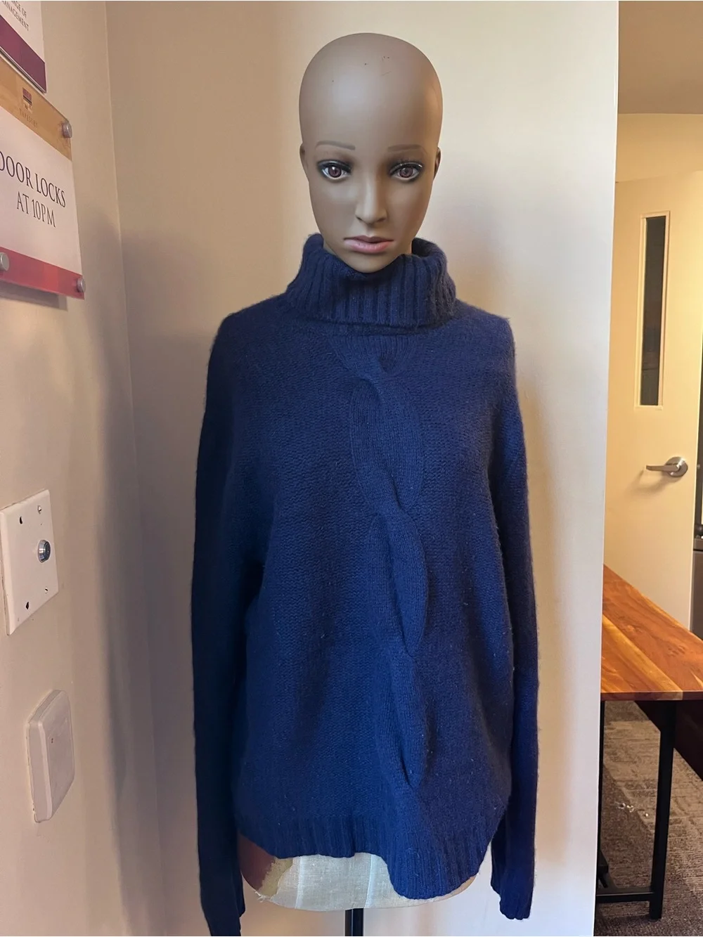 Saks Navy Turtleneck Cozy Knit Sweater - Women's